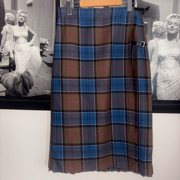 Classic Tartan Plaid Skirt - Blue and Brown - Picture 1 of 3